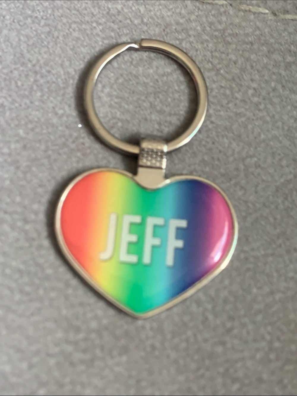 Rainbow Heart Keychain with JEFF Name